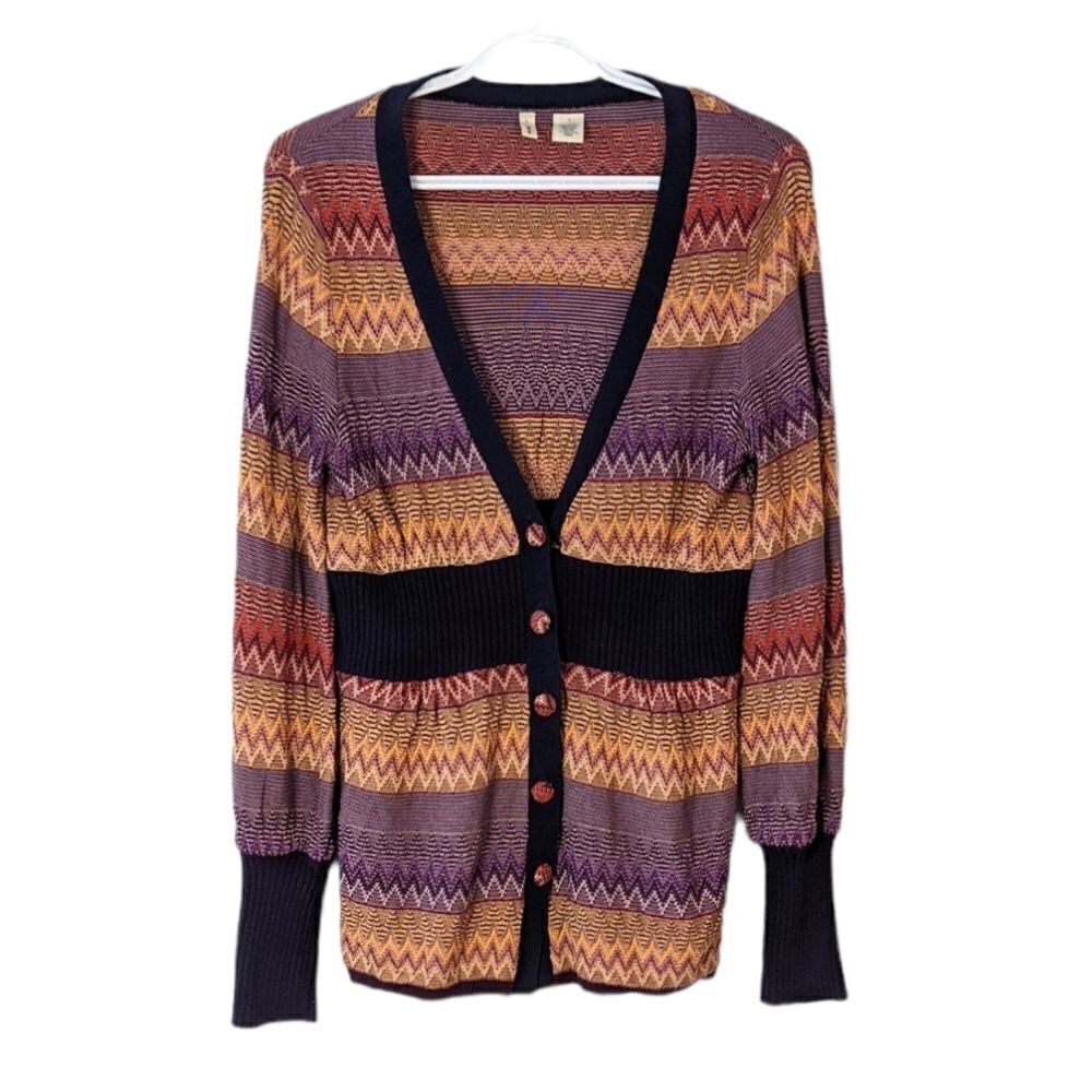 Anthropologie Moth Fiamma Chevron Knit Cardigan Small @L1